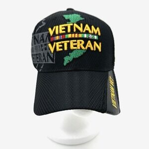 U.S. Warriors Vietnam Veteran Hat Black Embroidered Military Ball Cap EUC